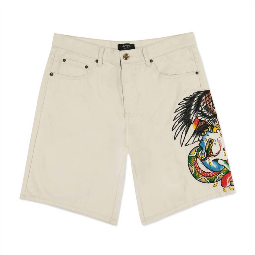 NEW ED HARDY men's battle skull skater short in khaki